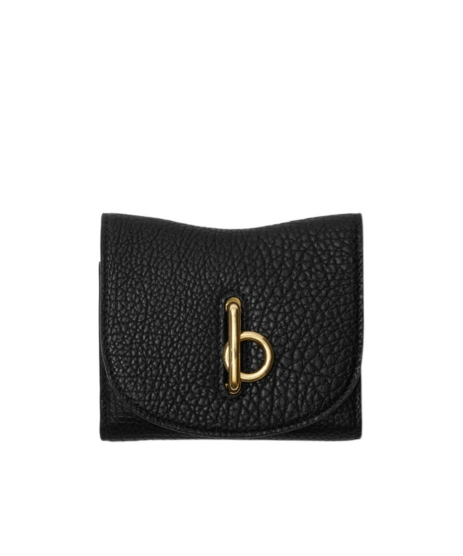 Burberry Rocking Horse Leather Compact Wallet In Black In Black