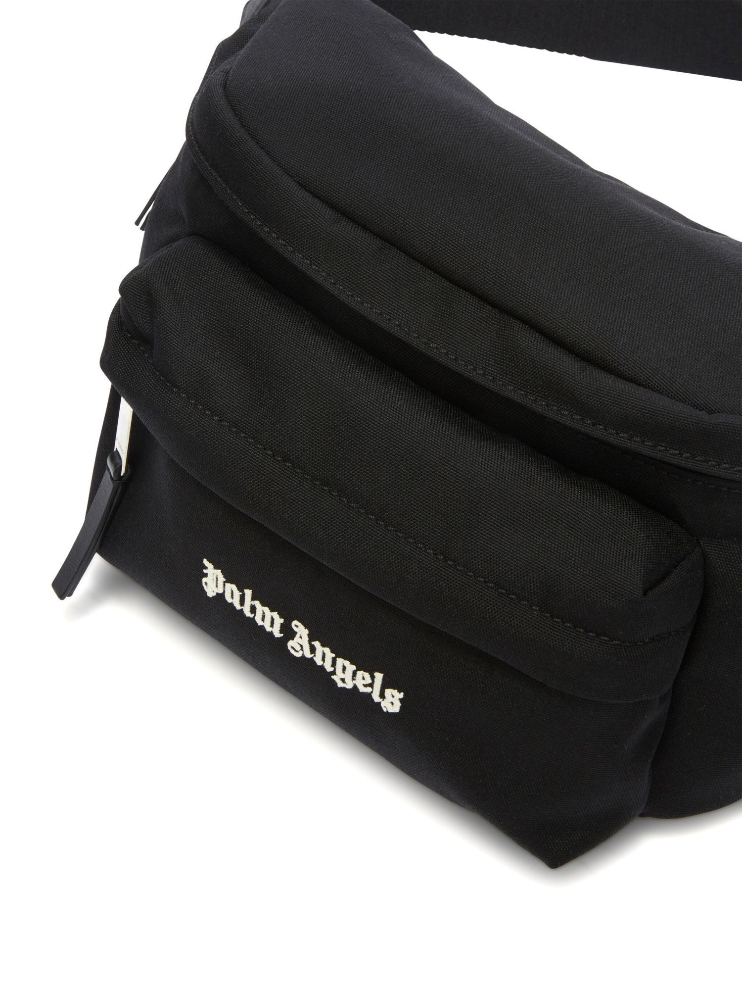Palm Angels Cordura Logo-printed Zipped Belt Bag In Black