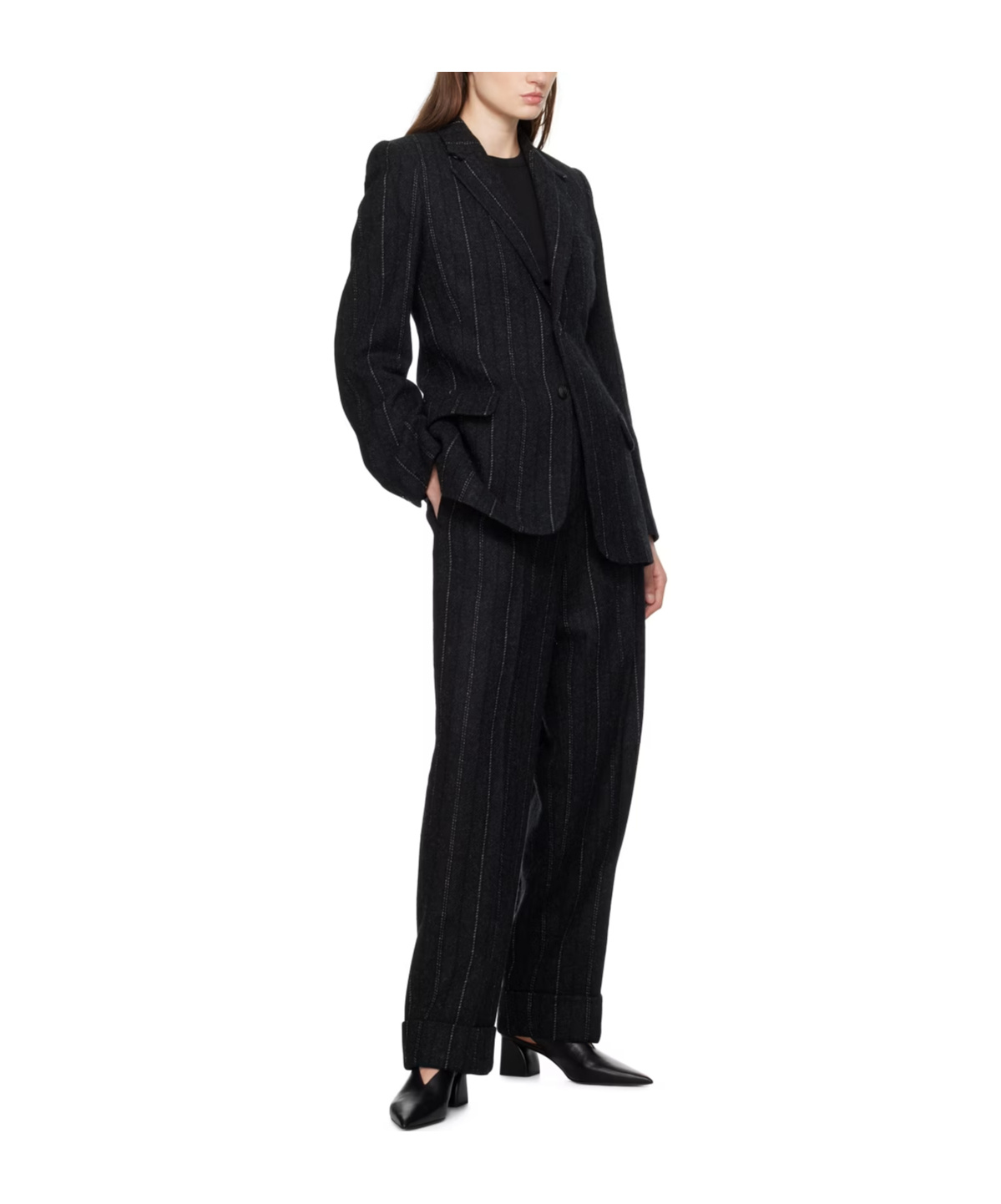 Rag & Bone Twill Wide-legged Casual Pants In Black