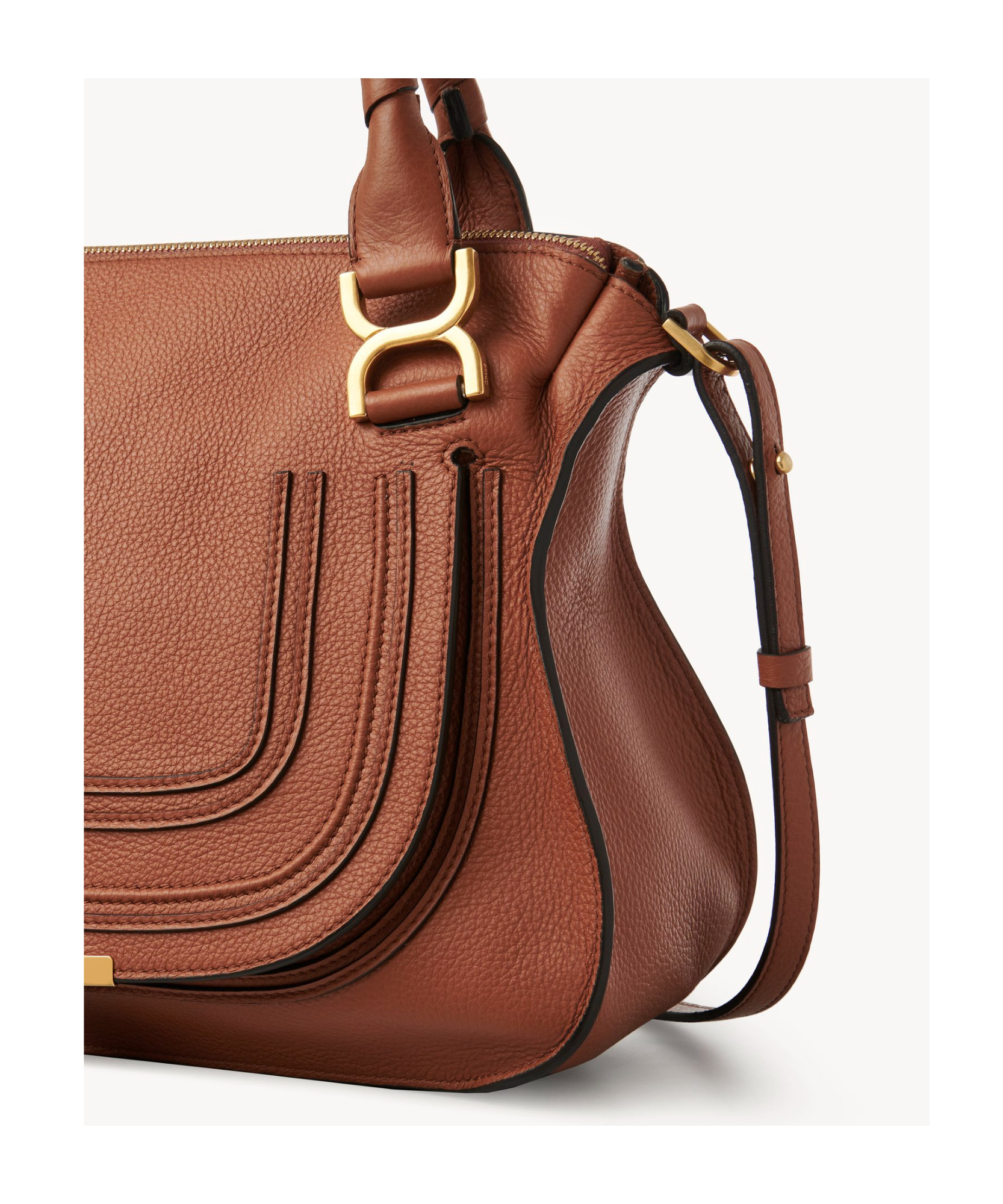 Chloé Marcie Mini Double Carry Leather Shoulder Bag In Brown