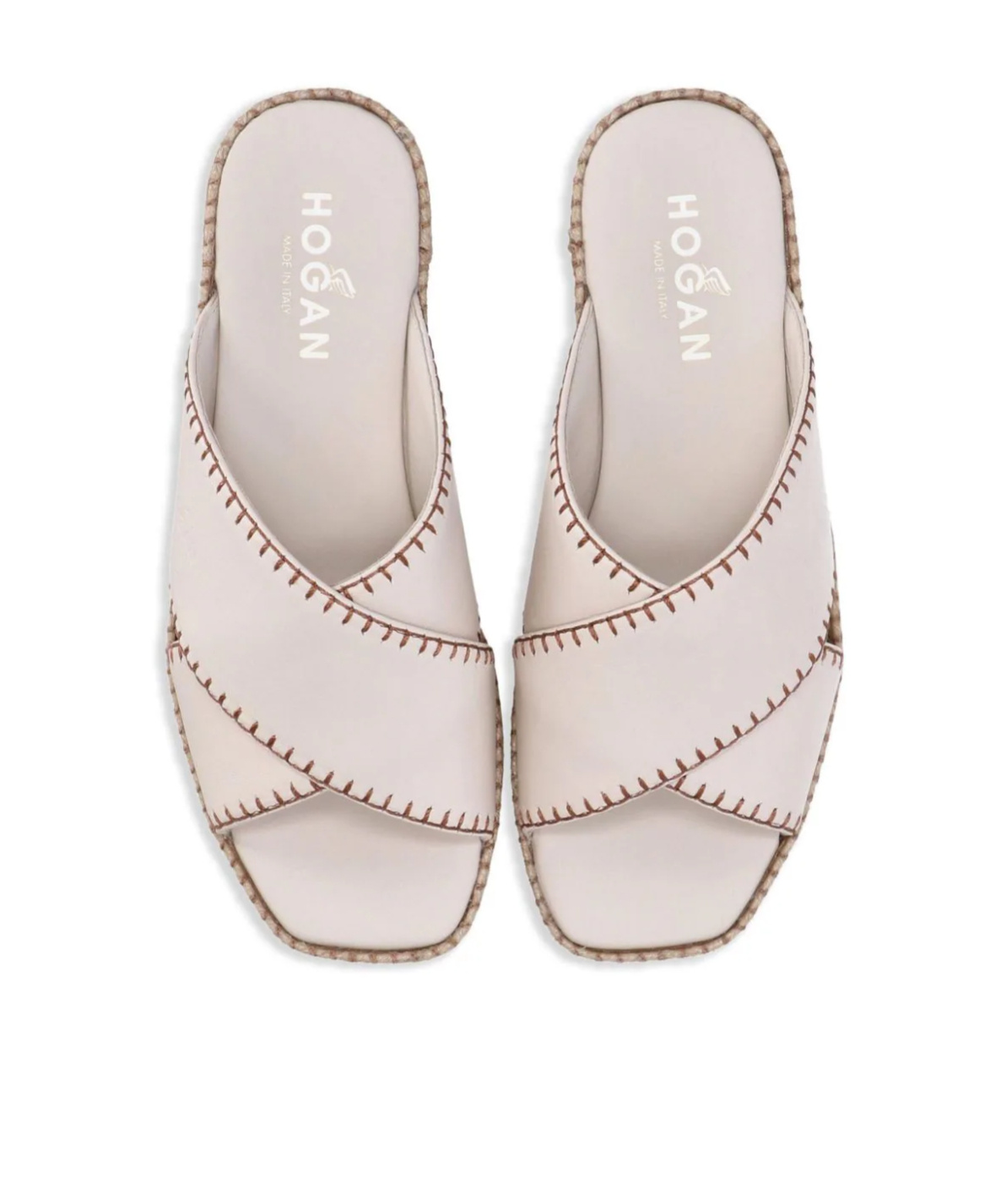 Hogan Crossover-strap Leather Sandals In White