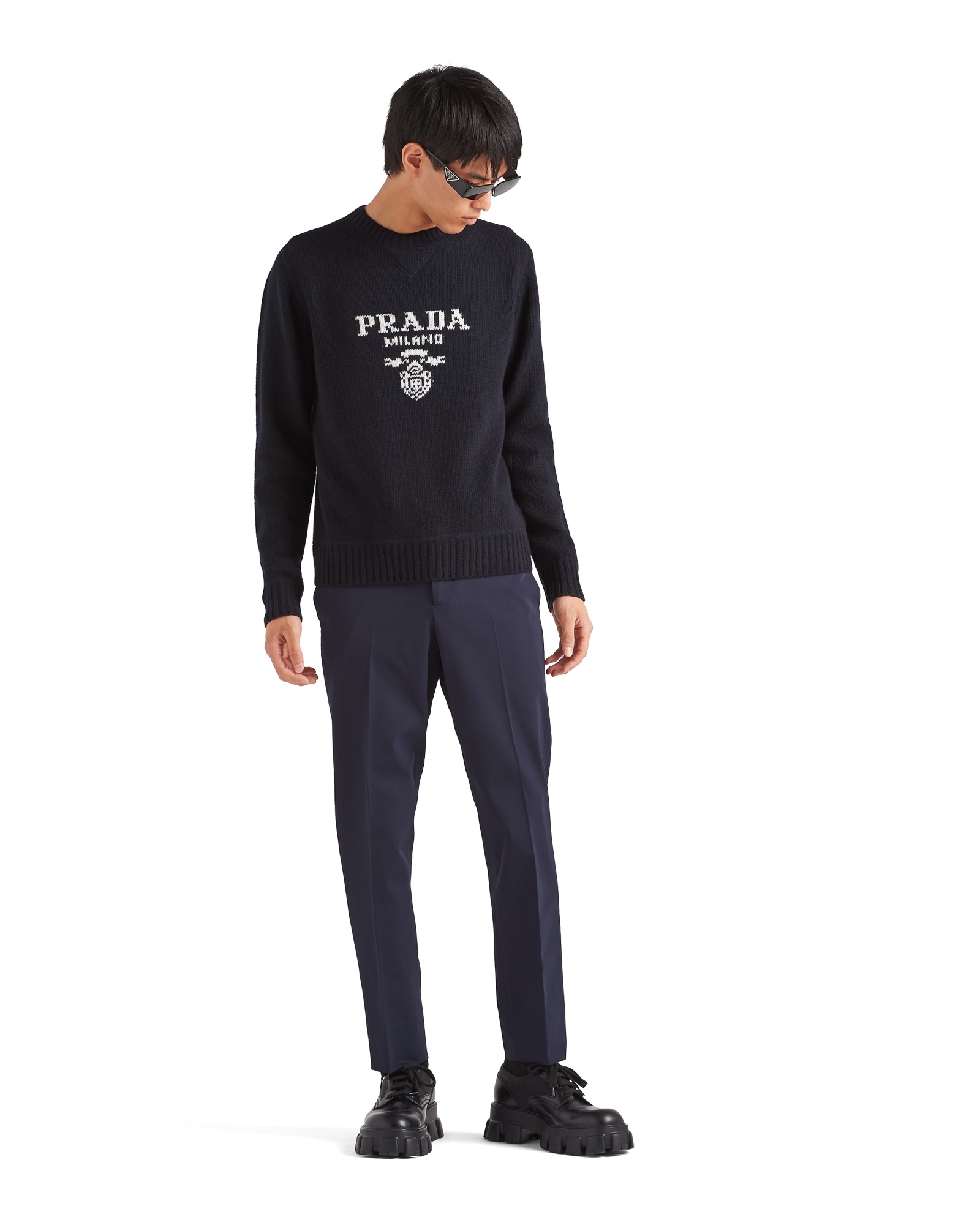 Prada Mens Blue Slim-fit Straight-leg Woven Trousers In Blue