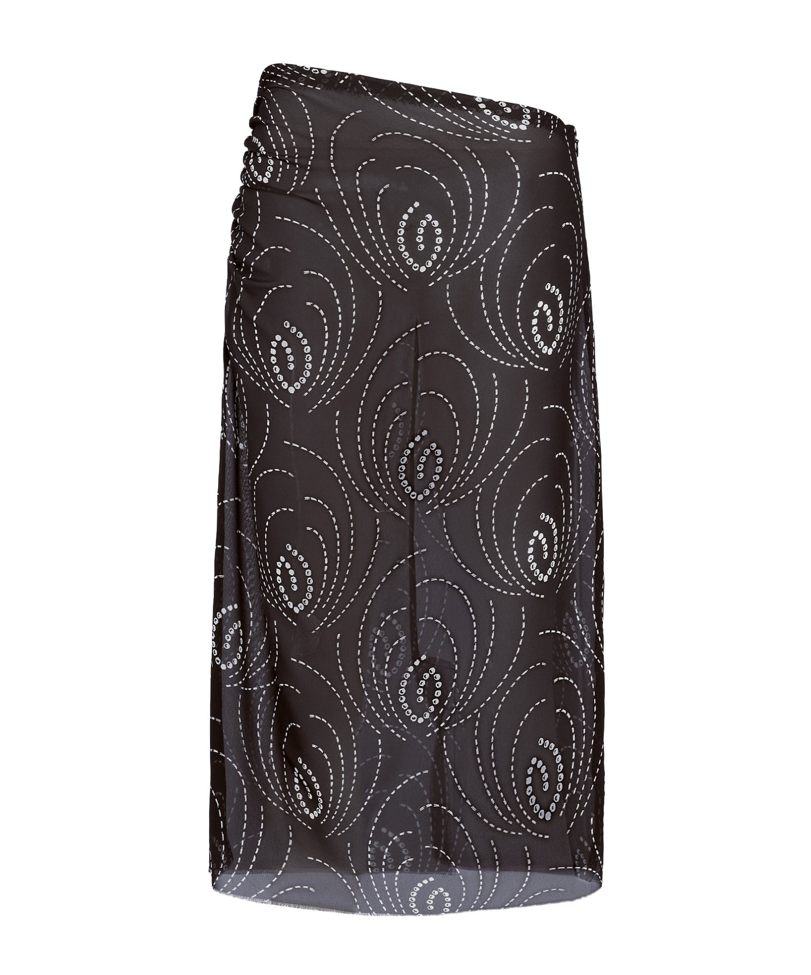 Shop Prada Printed Georgette Skirt In Black
