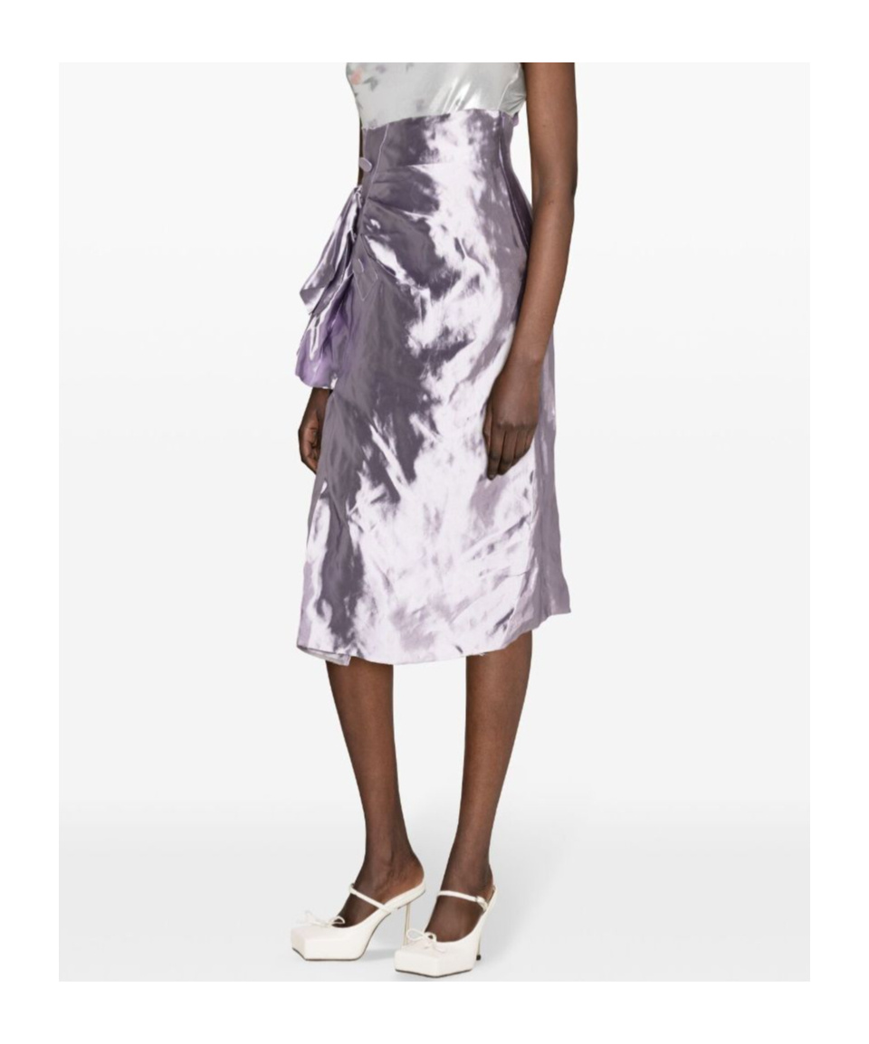 Maison Margiela Drape-detailed Satin Midi Skirt In Purple