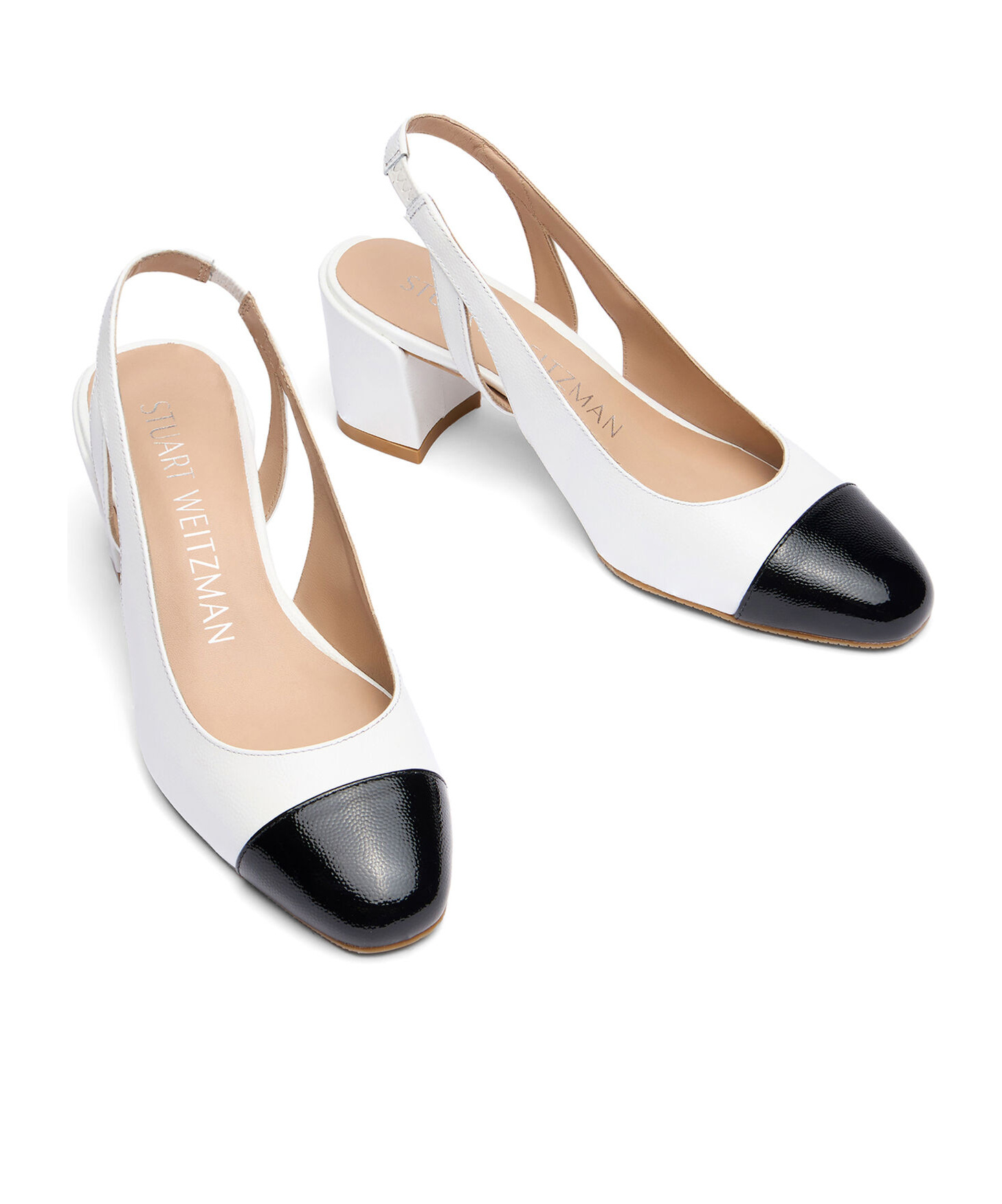 Stuart Weitzman Sleek Stitched High Heels In White