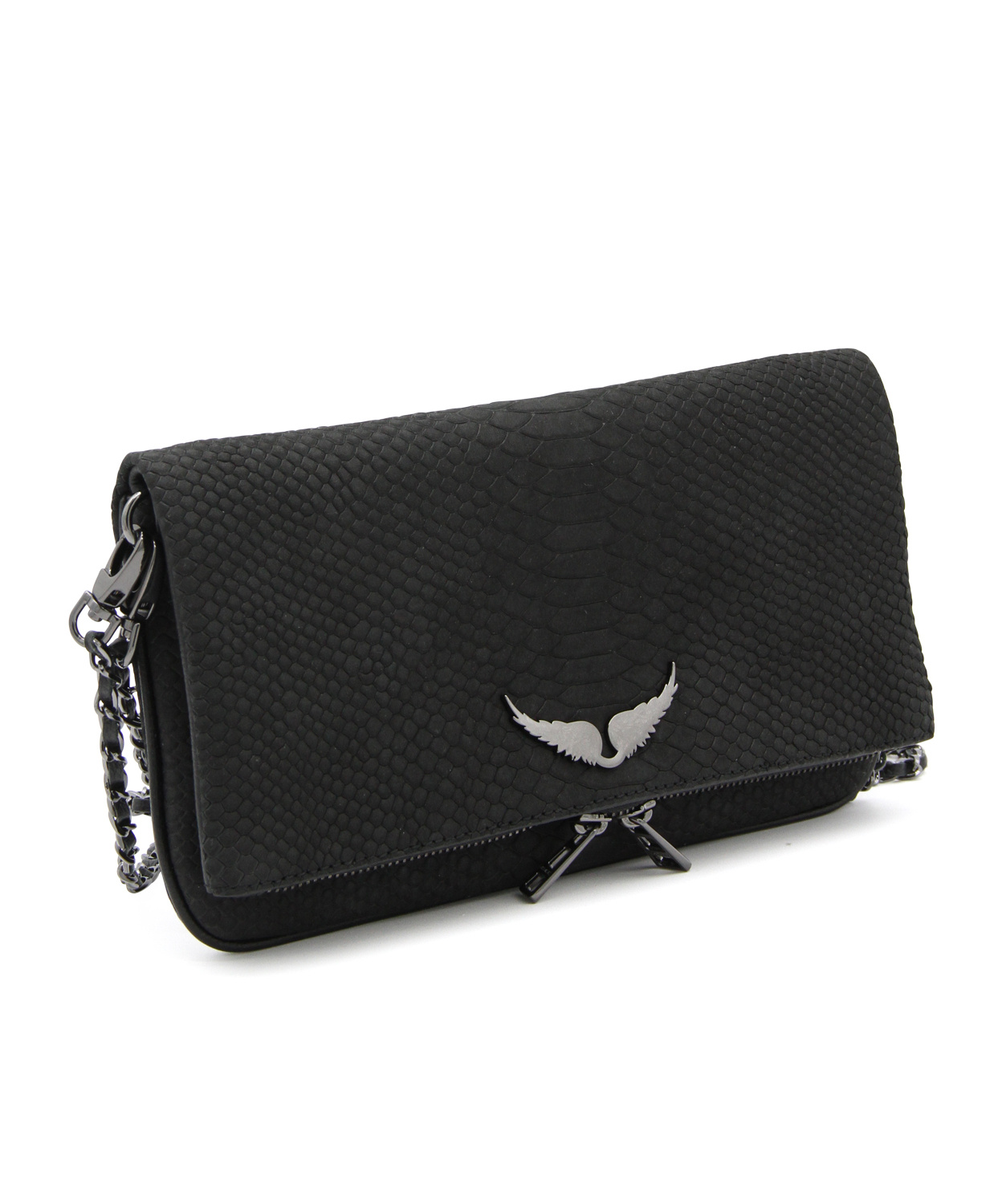 Shop Zadig & Voltaire Croc-embossed Crossbody Bag In Black