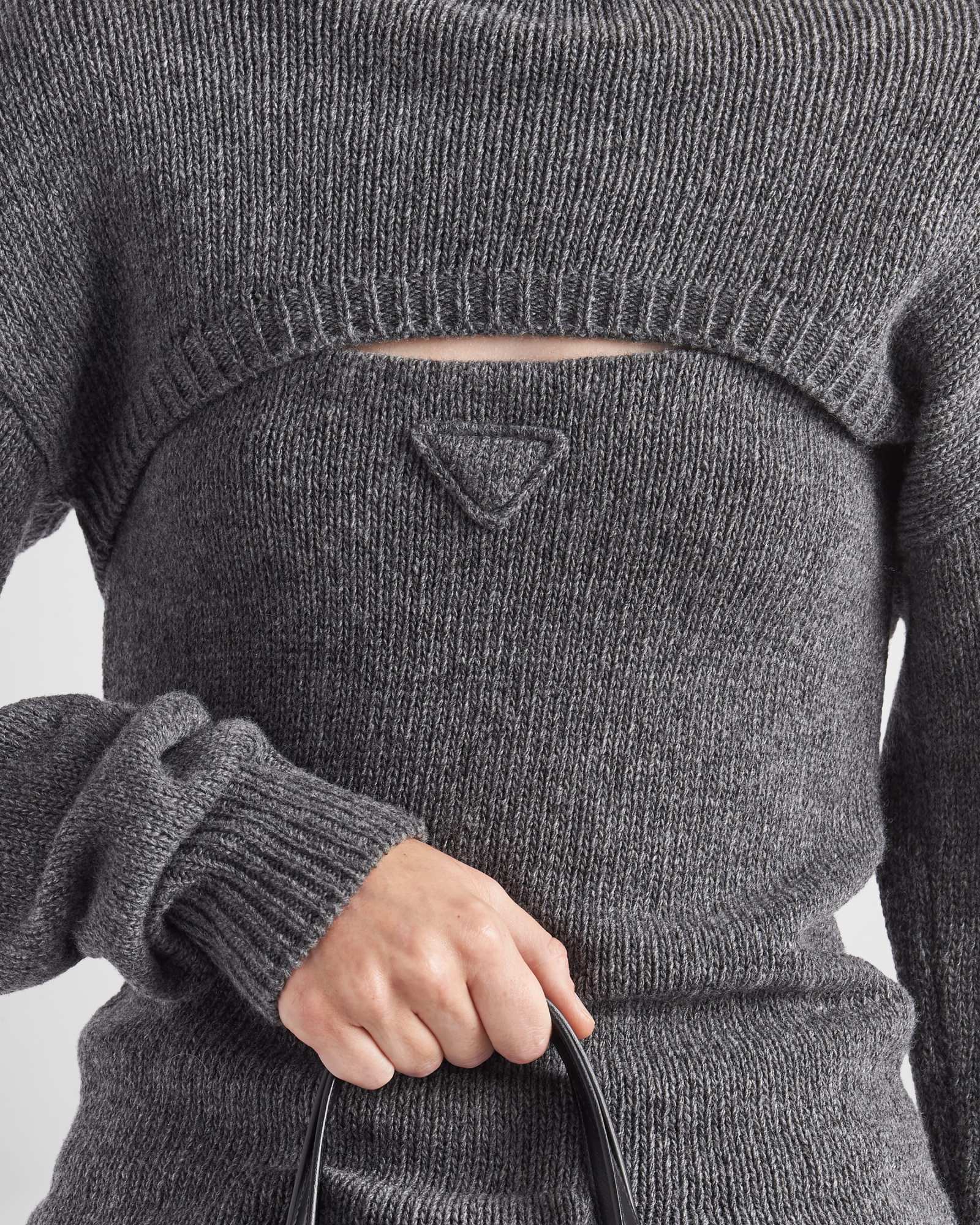 Prada Logo Sweater In Gray