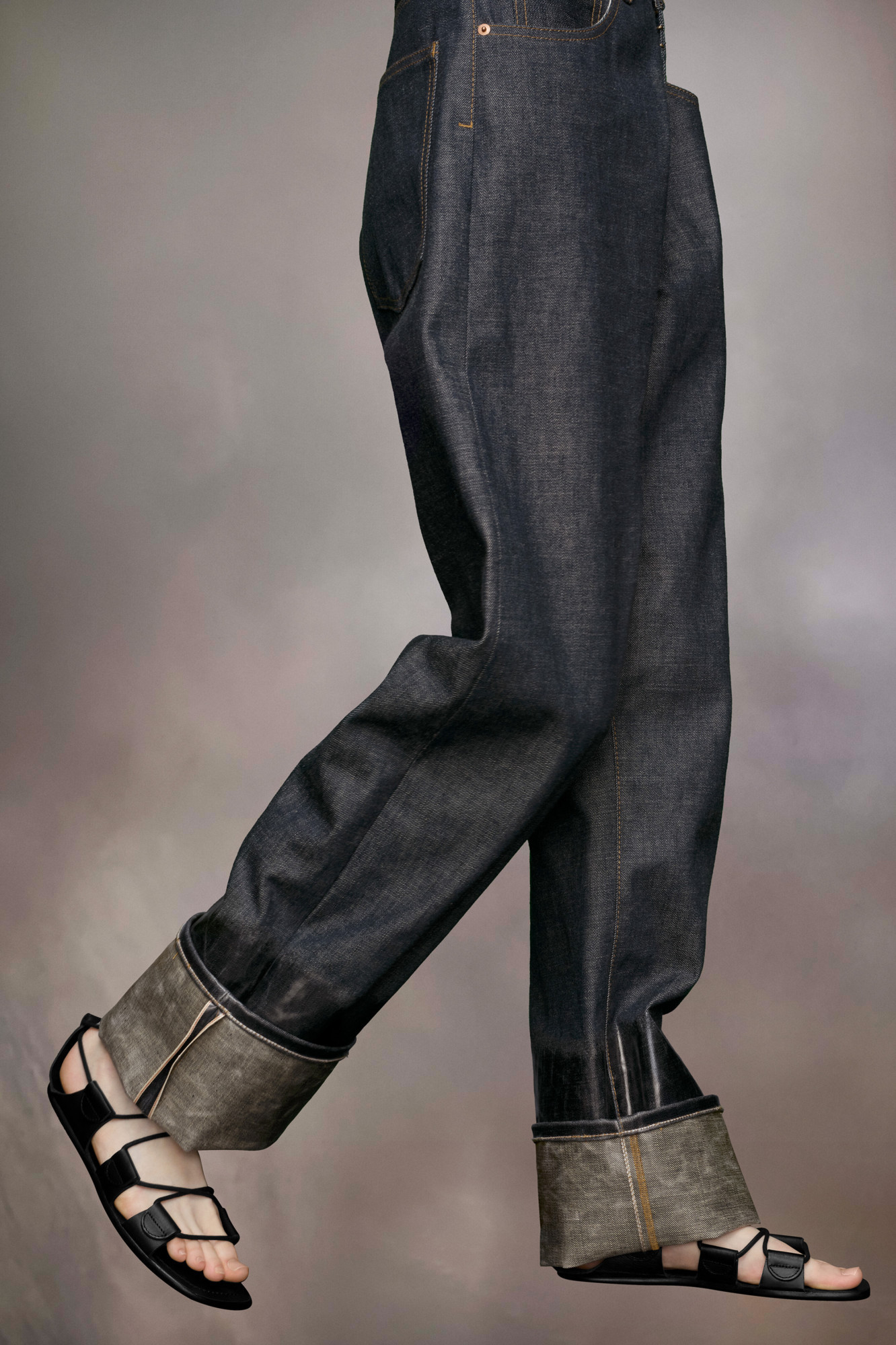 Maison Margiela Laced Leather Sandals In Black