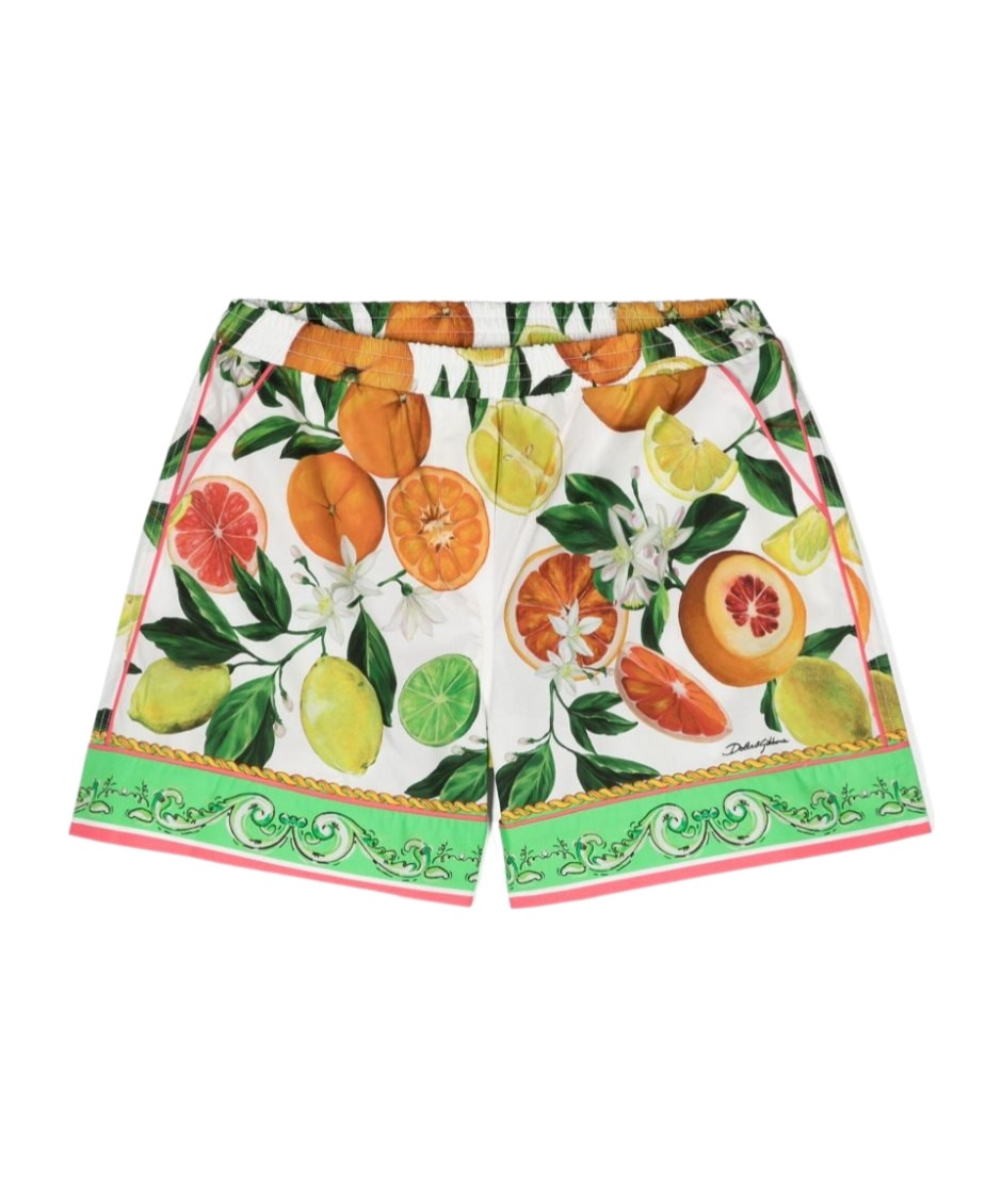 Dolce & Gabbana Mix-print Cotton Shorts In Green