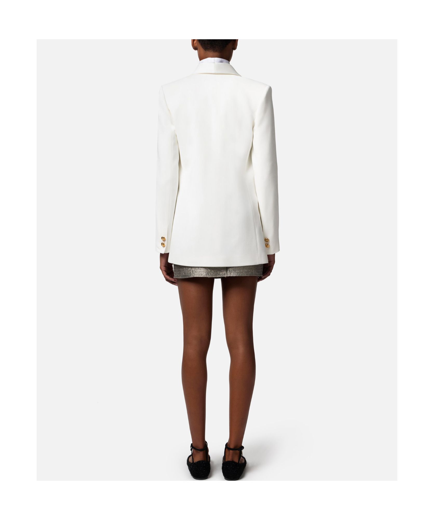 Elisabetta Franchi Structured Double-breasted Jacket With Peak Lapels And Flap Pockets In White
