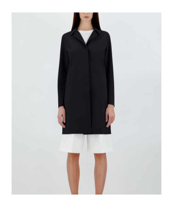 Herno Stretch Jersey Coat With Laser Cut Detailing In Black