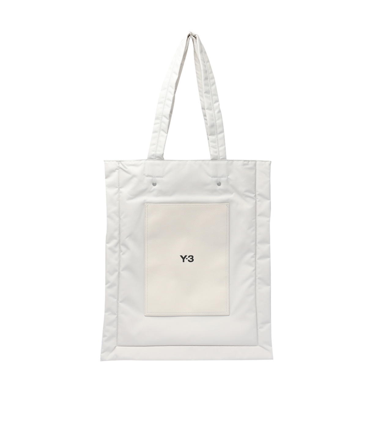 Y-3 Adidas Y 3 Black Leather And Canvas Tote Bag With Logo In White