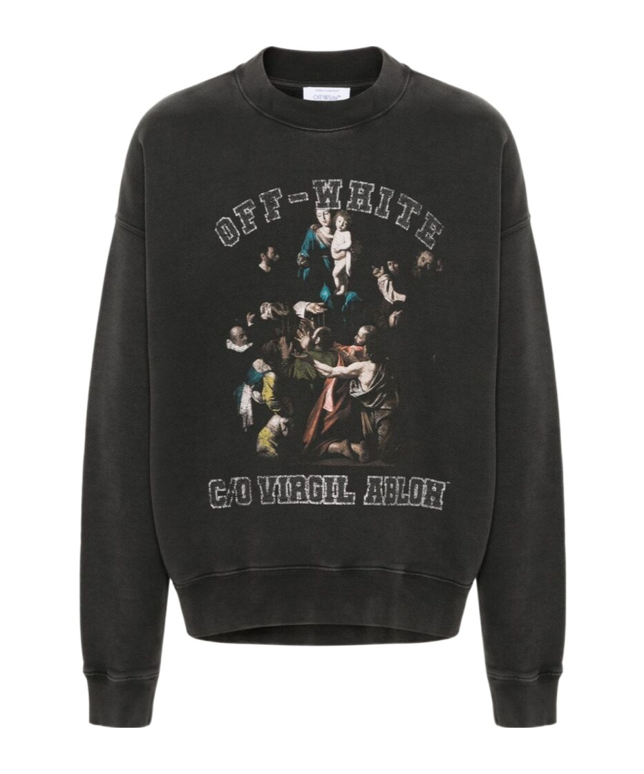 Off-white Caravaggio Mary Skate Logo Hoodie In Green