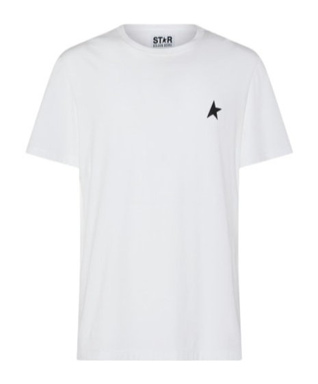 Golden Goose White T-shirt With Round Neck And One Star Logo Print On The Front In Cotton Man
