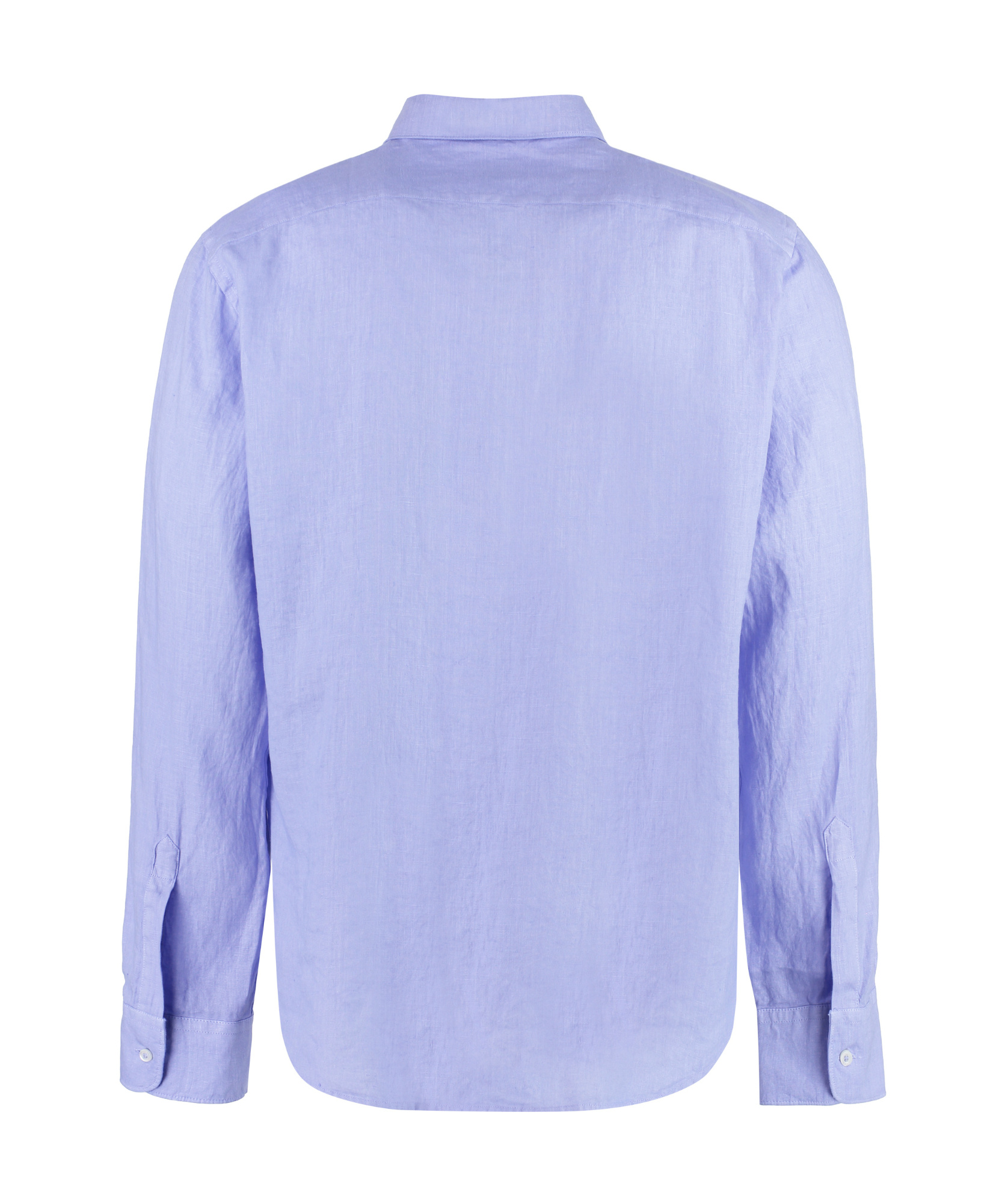 Aspesi Linen Shirt With Long Sleeves And Mandarin Collar In Blue