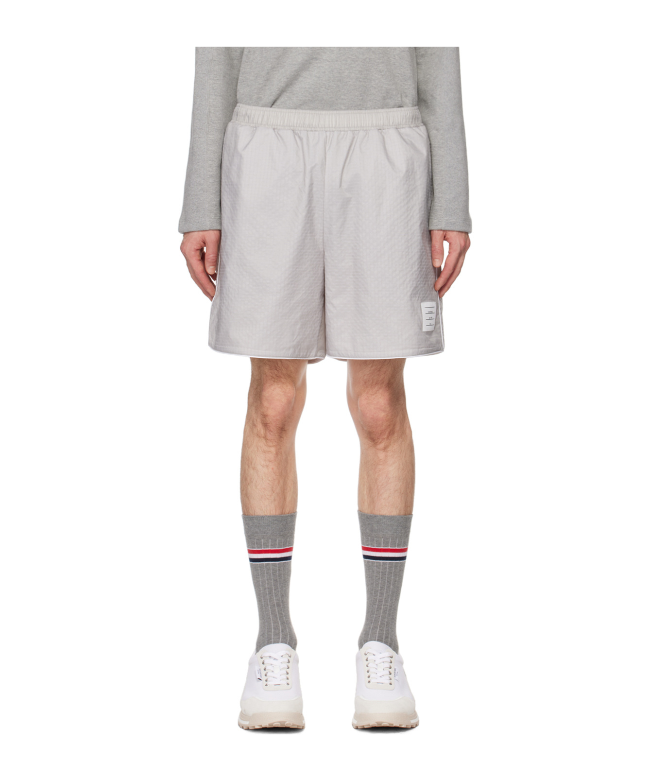 Thom Browne Gray Piping Shorts In Gray