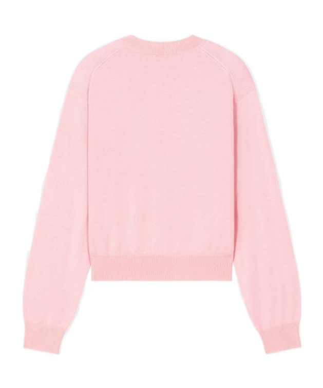 Kenzo Boke Crest Crew Long-sleeved Woolen Cardigan In Pink
