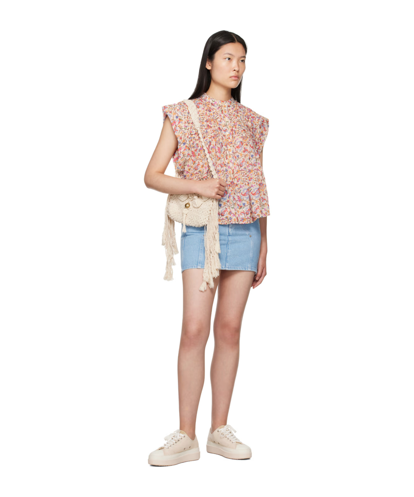 Isabel Marant Étoile Mid-rise Denim Miniskirt In Nude