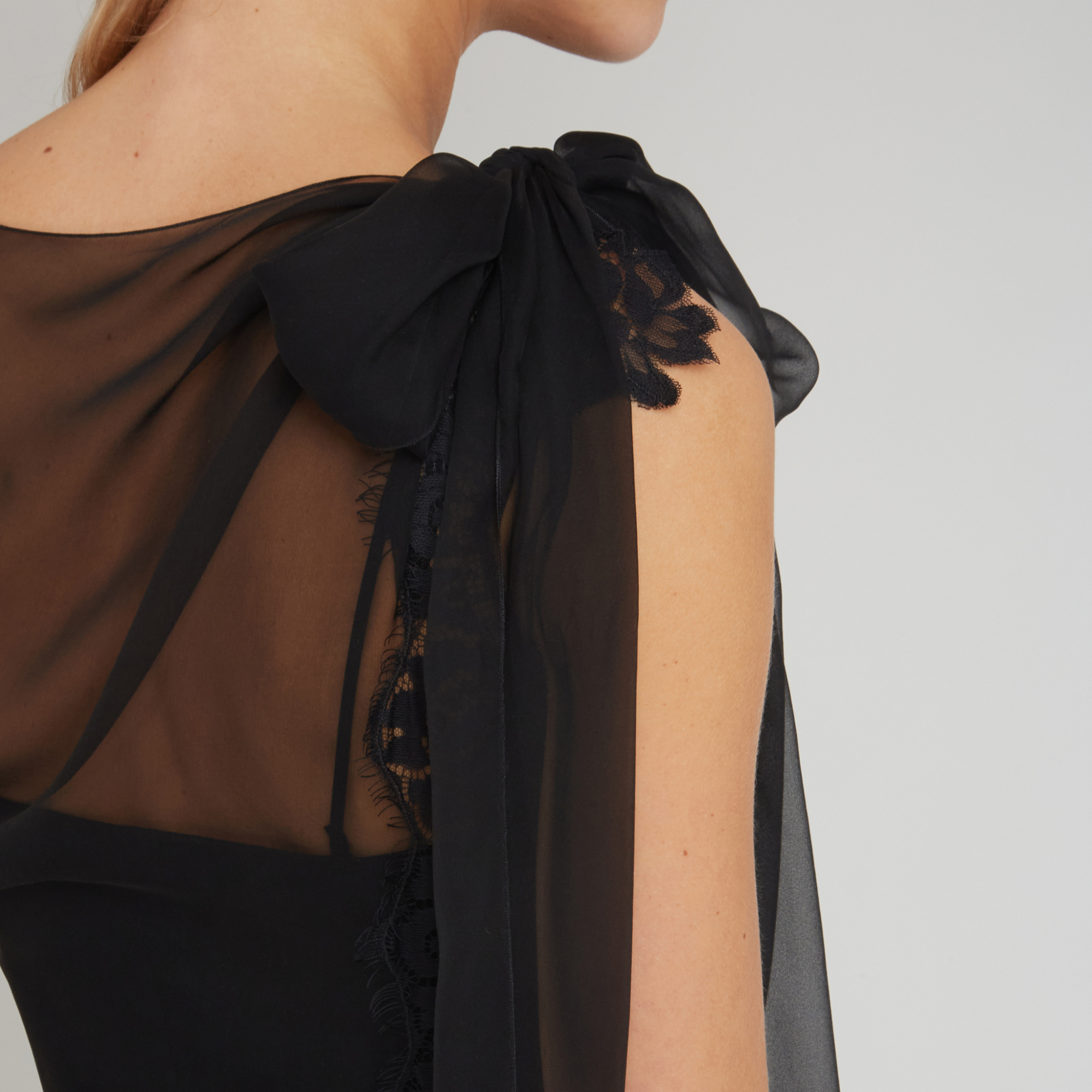Shop Alberta Ferretti Sheer Silk Midi Dress In Black