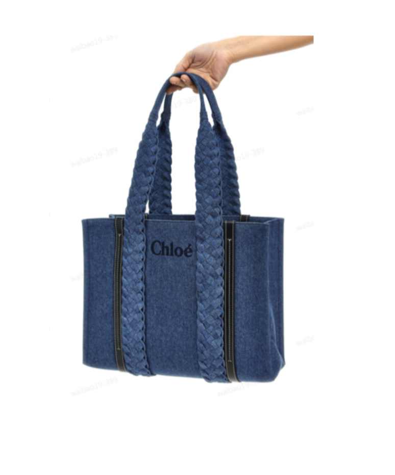 CHLOÉ CHLOÉ WOODY DENIM SMALL TOTE BAG