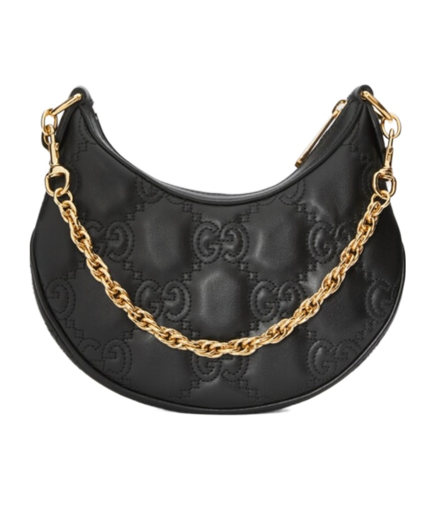 Gucci Gg Matelassé Half-moon Shaped Bag In Black