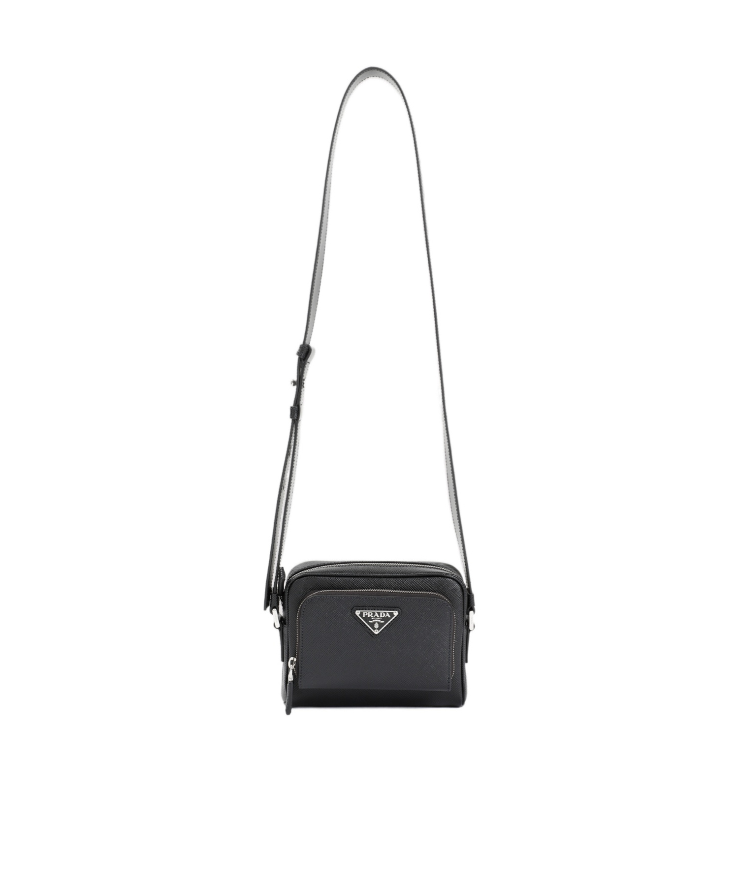 Prada Enamel-logo Messenger Bag In Black