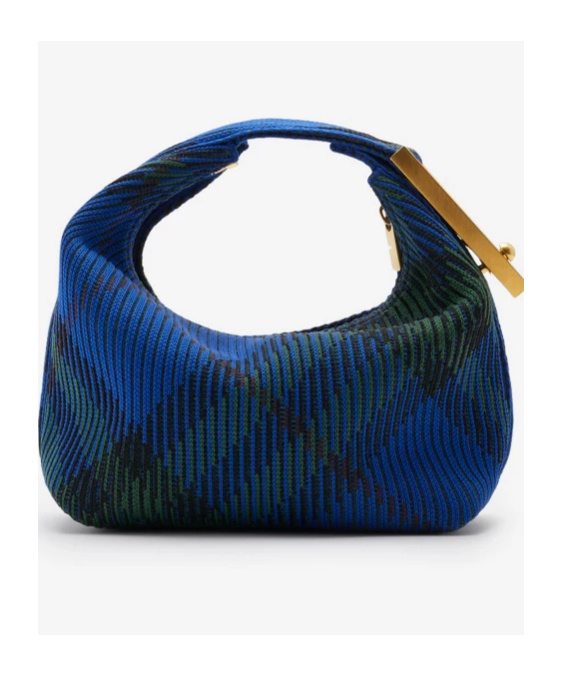 Burberry Medium Peg Check-pattern Shoulder Bag In Blue