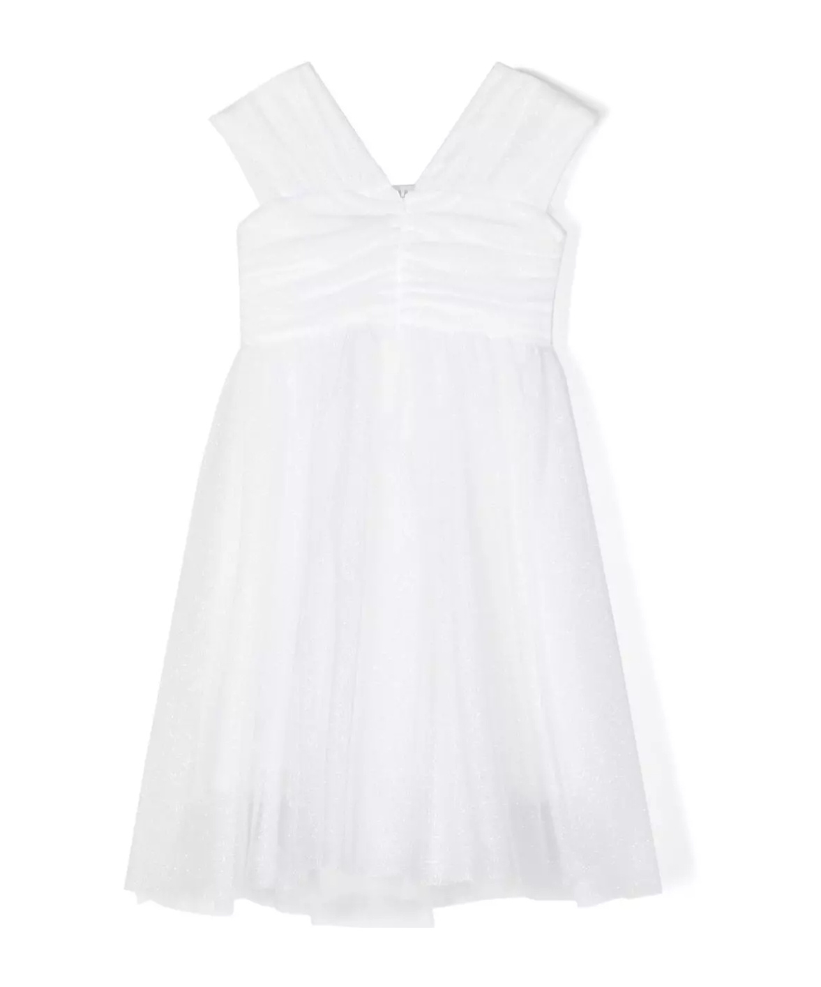 Monnalisa Glitter Tulle Party Dress In White