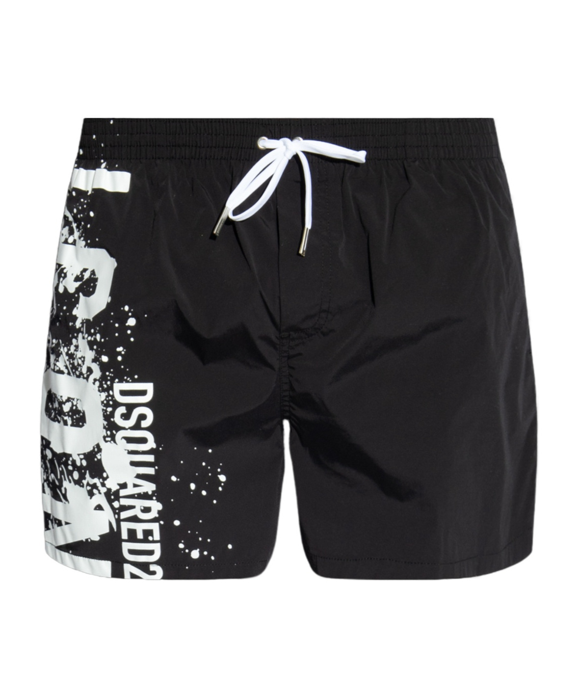 Dsquared2 Belt Design Logo Beach Shorts In Black