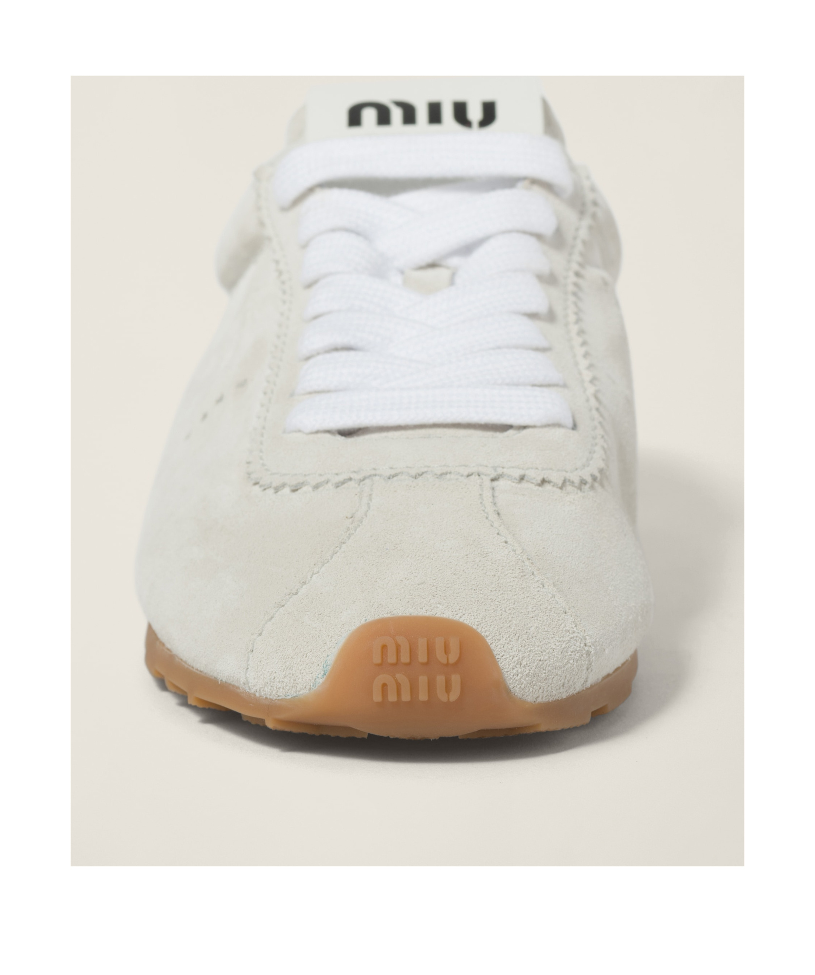 Miu Miu White Lace Up Sneakers In White