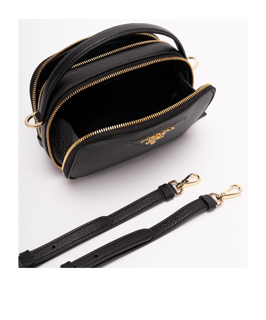 Shop Prada Triangle-logo Leather Tote Bag In Black