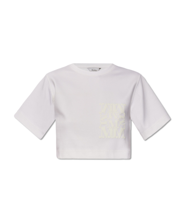 Max Mara Logo-print Cropped T-shirt In White