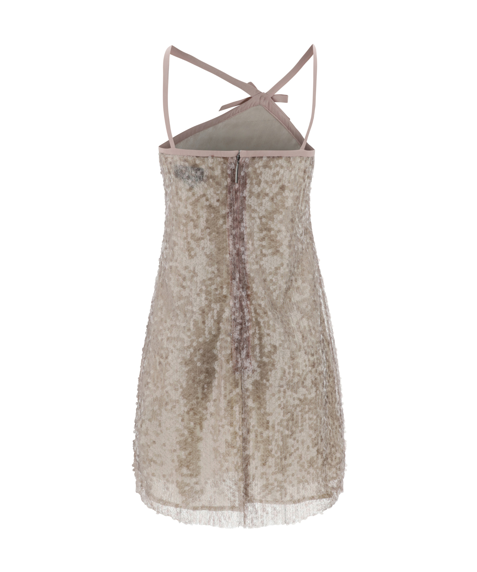 Msgm Gray Sequin Minidress In Nude