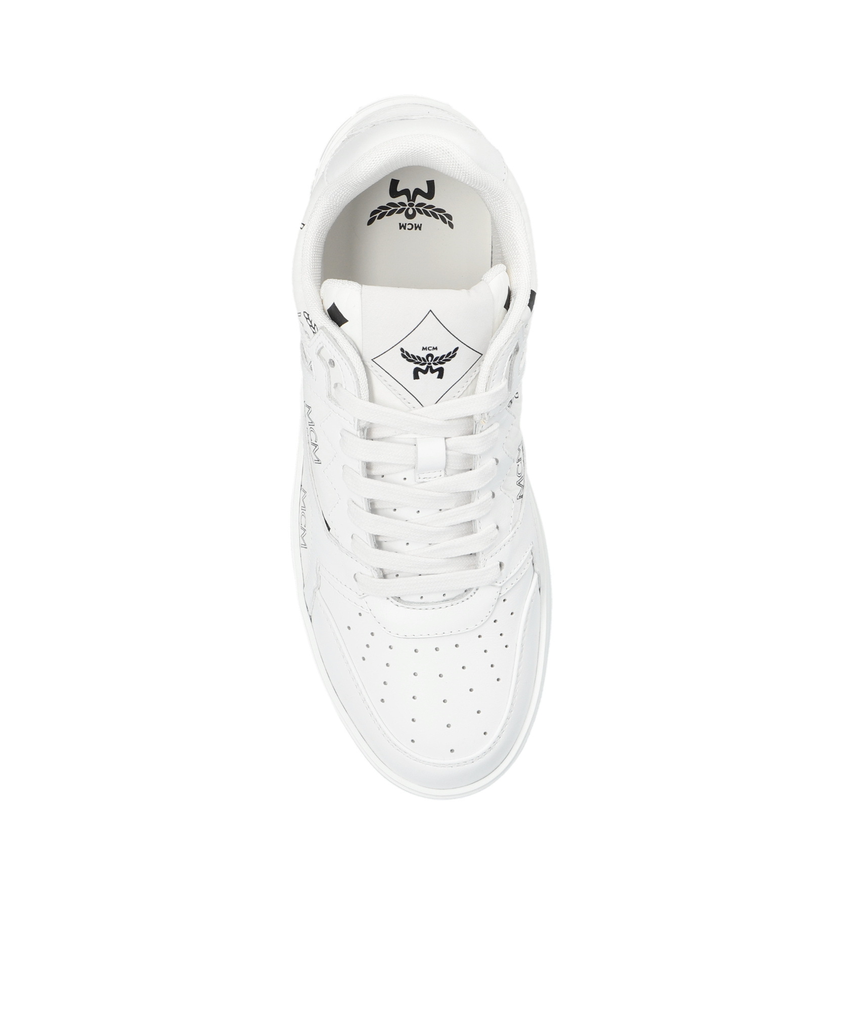 Mcm Terrain Canvas Printed Sneakers In White