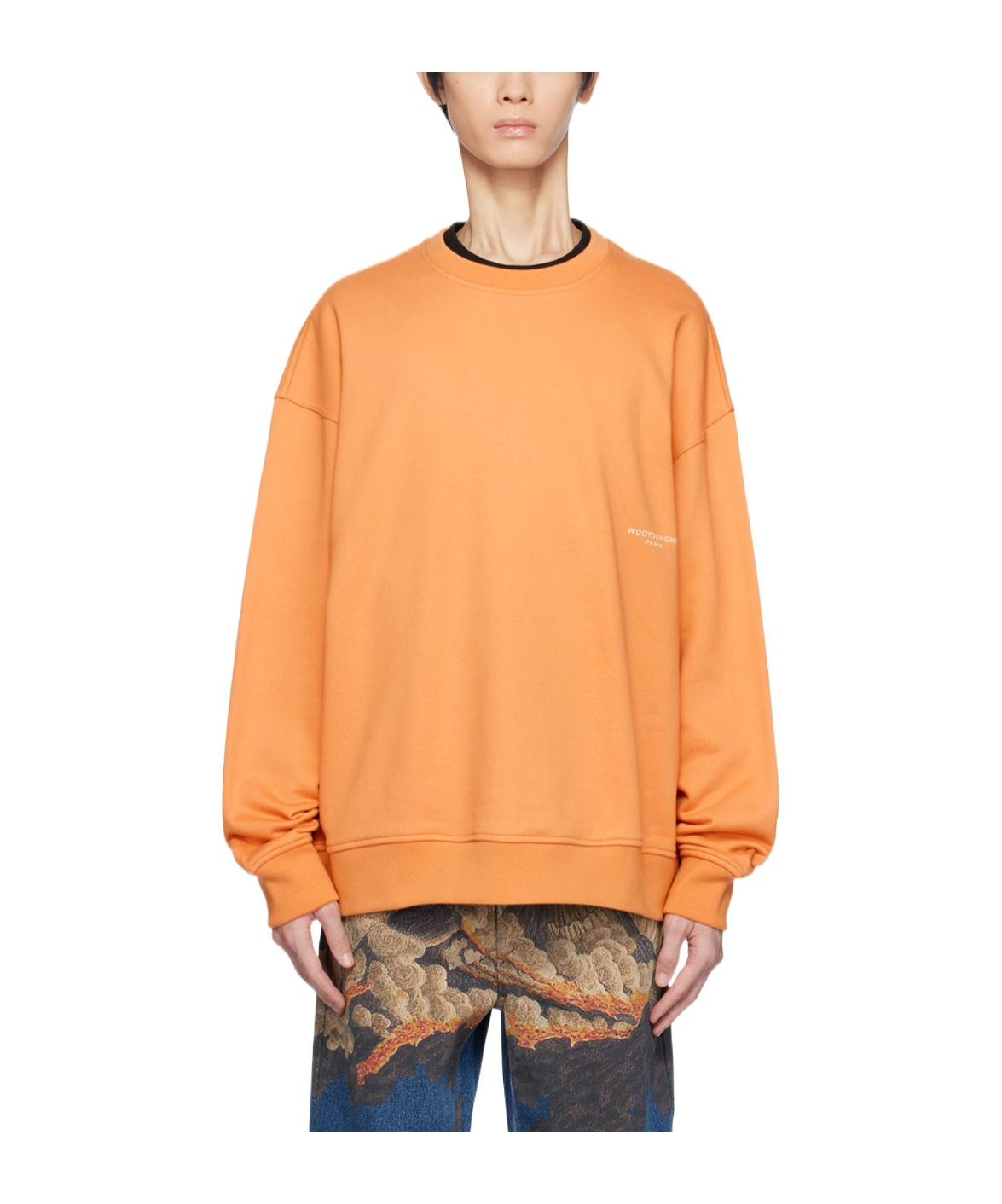 Wooyoungmi Round Collar Long Sleeve Sweater In Orange