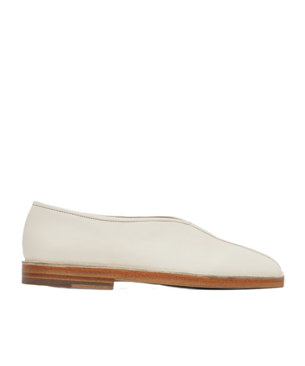 Lemaire Off-white Flat Piped Slippers In White
