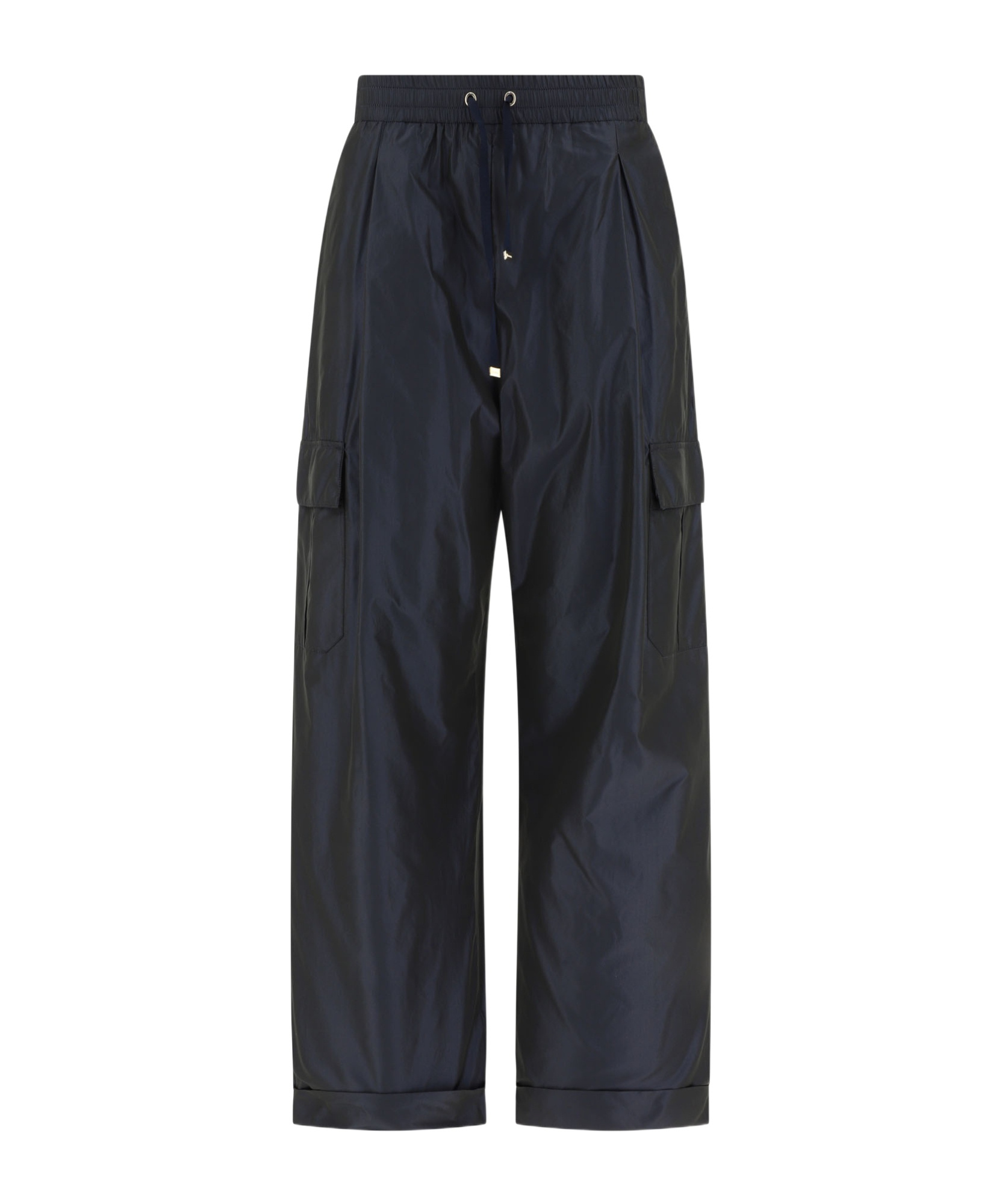 Herno Drawstring Wide Leg Cargo Trousers In Black