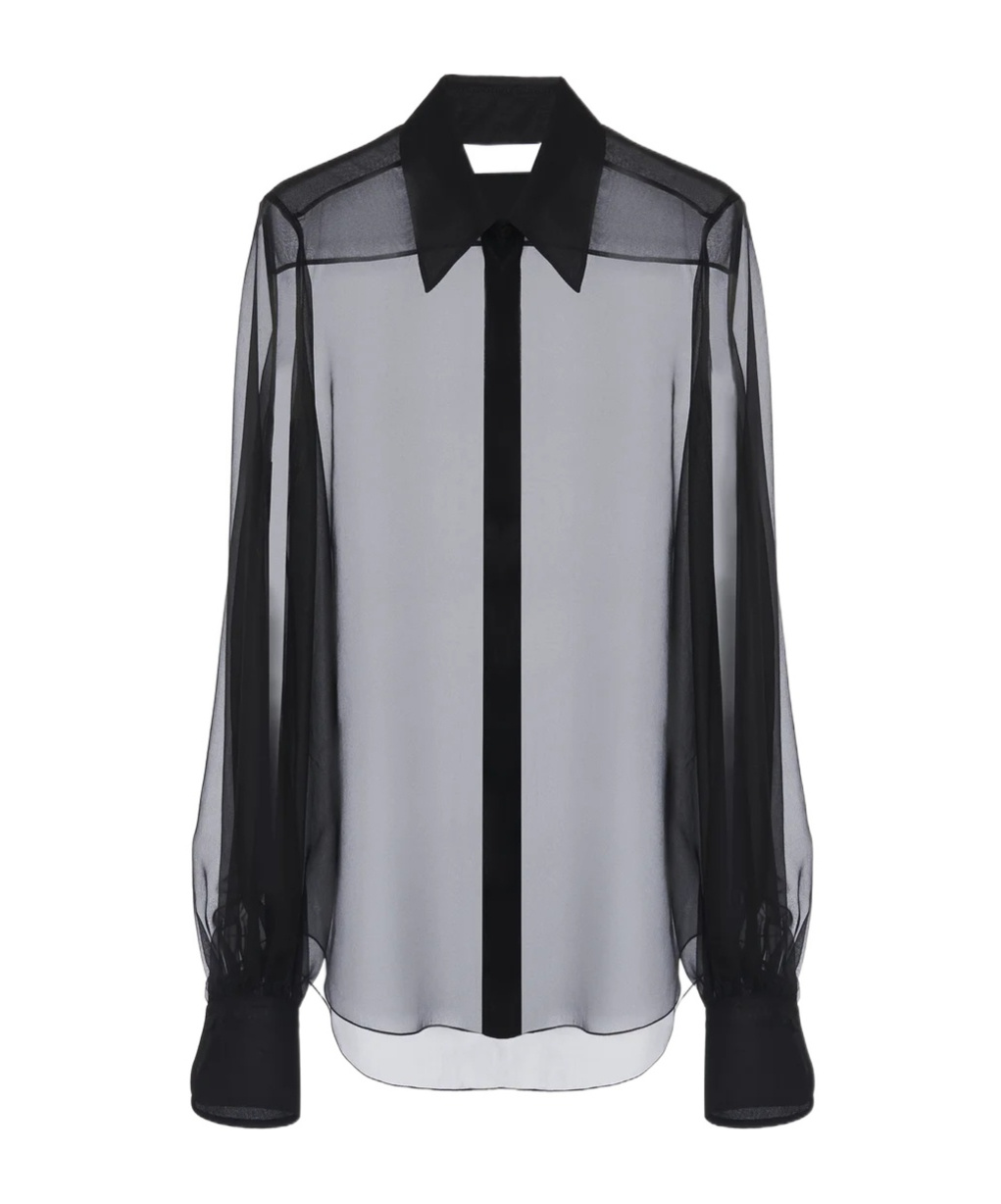 Chloé Long-sleeved Shirt With Shrunken Sleeves In Gray