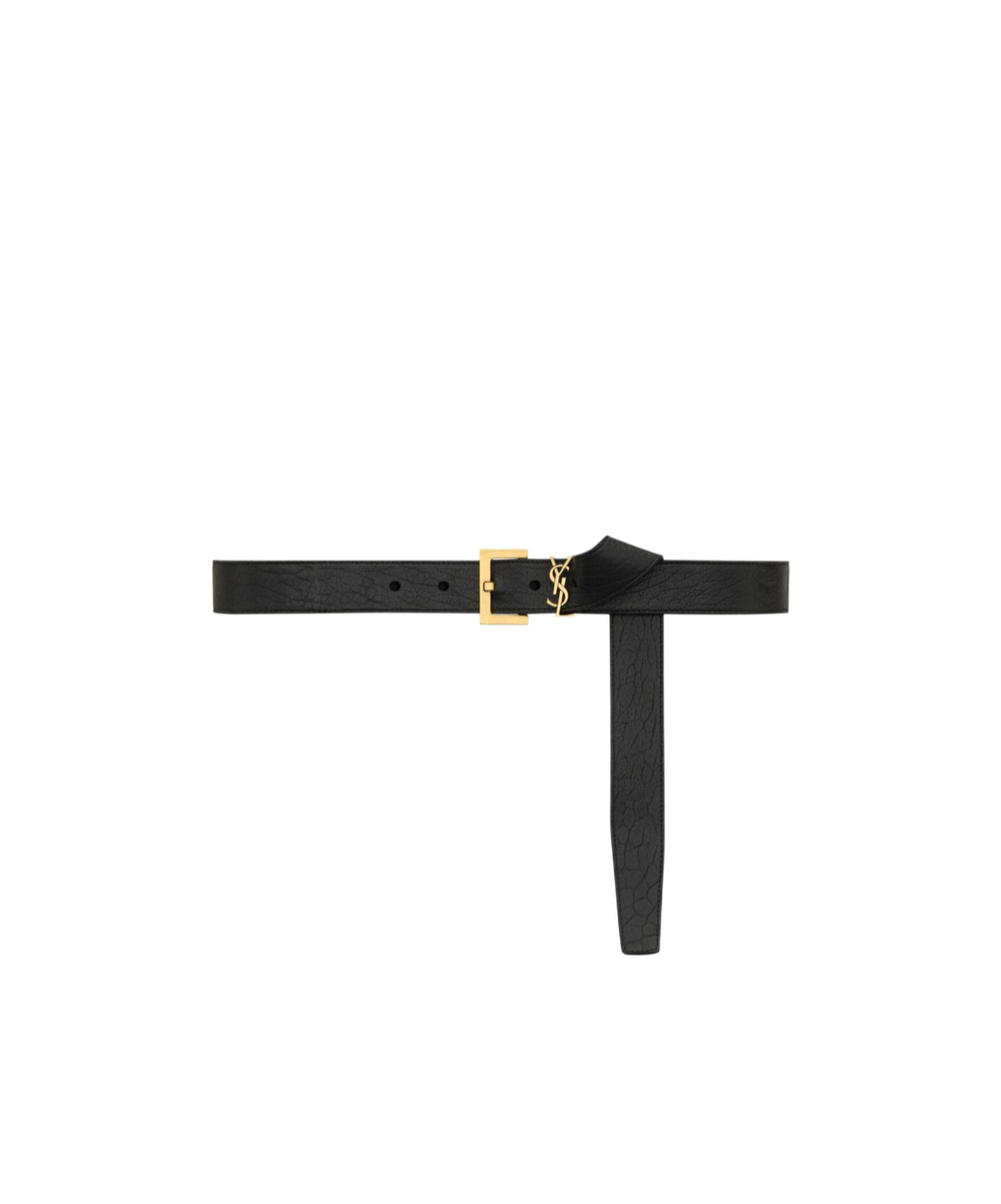 Saint Laurent Cassandre Logo Plaque Belt In Black