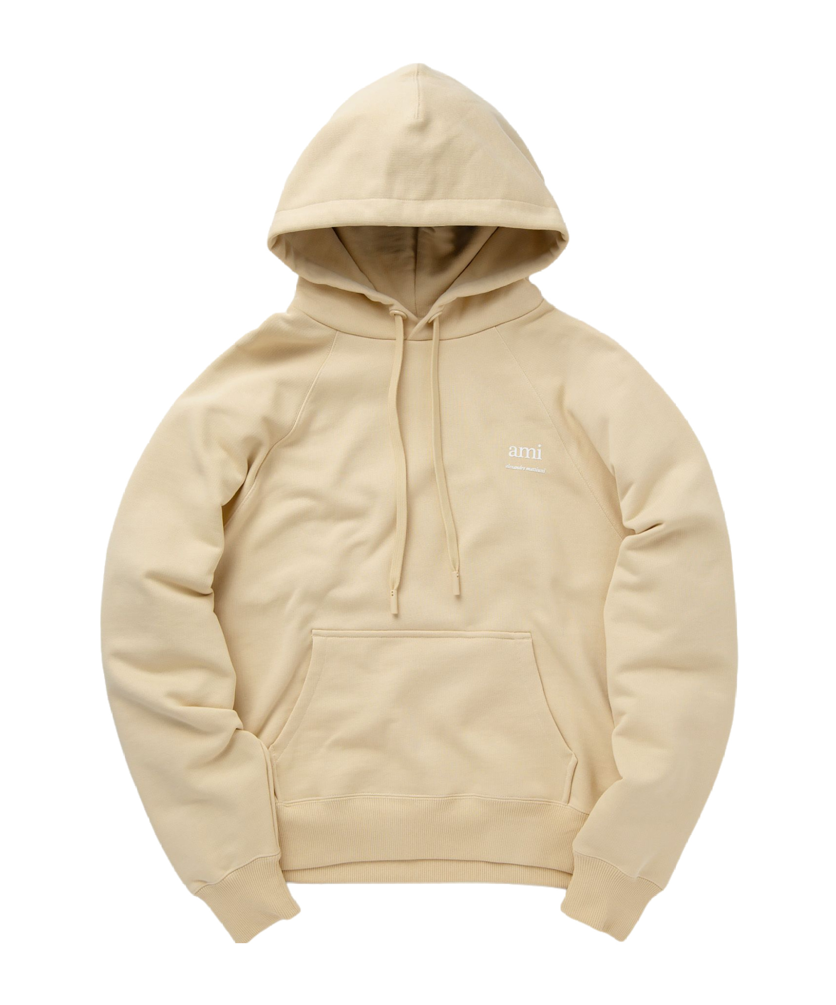 Ami Alexandre Mattiussi Ami Paris Logo-printed Drawstring Hoodie In Nude