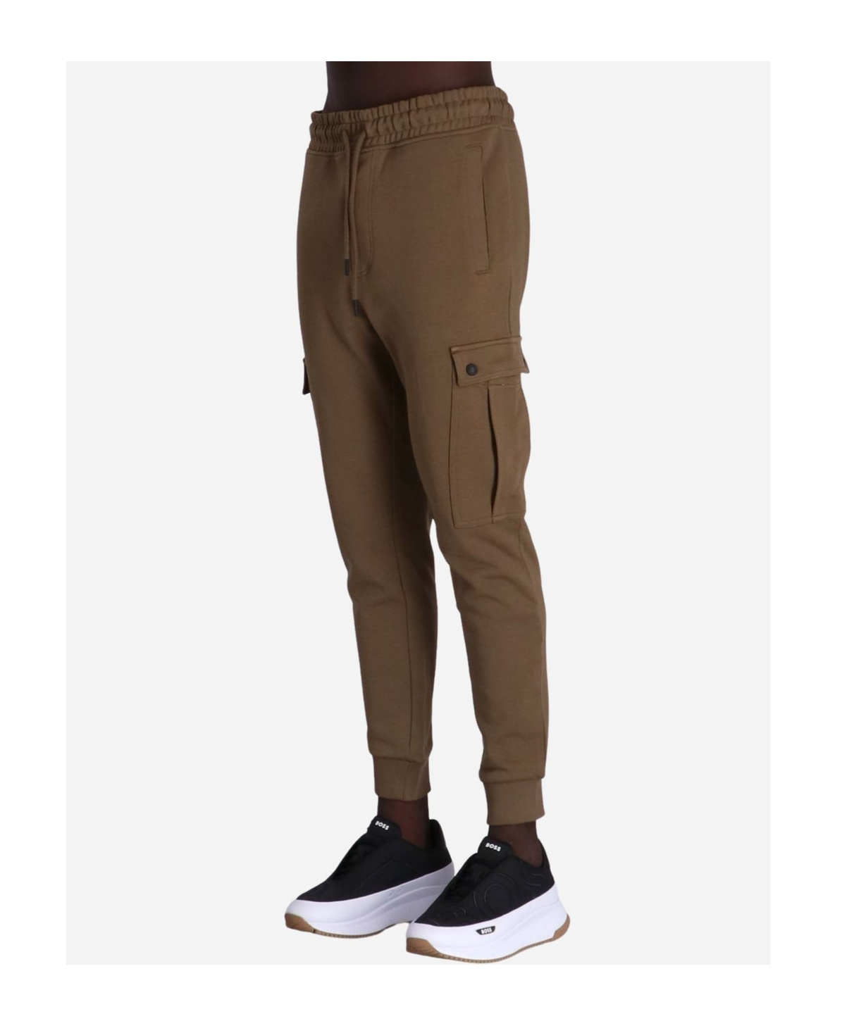 Shop Hugo Boss Seteam Cargo Track Pants In Green