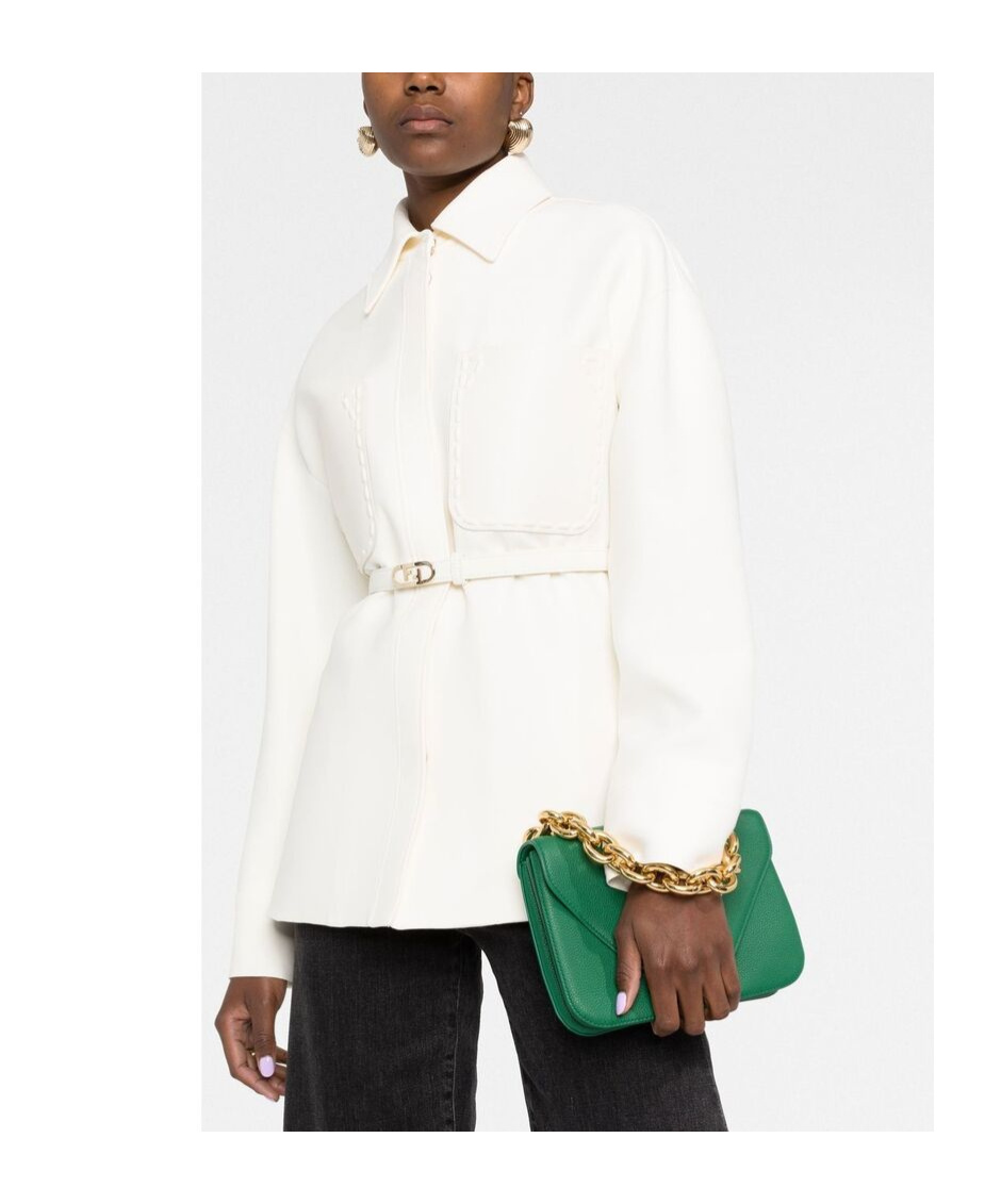 Fendi Lapel Casual Jacket In White