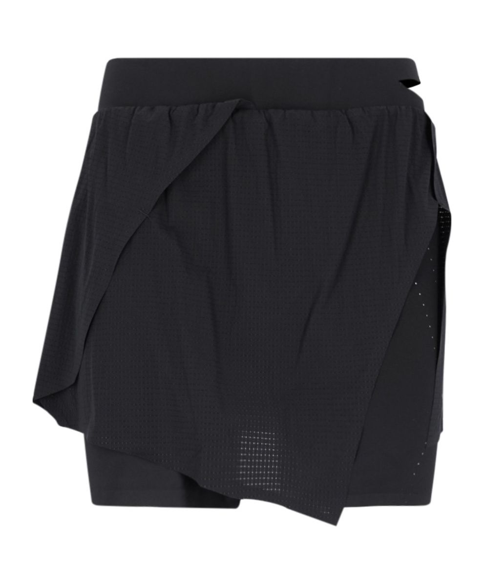 Y-3 Logo-printed Mesh Skort In Black
