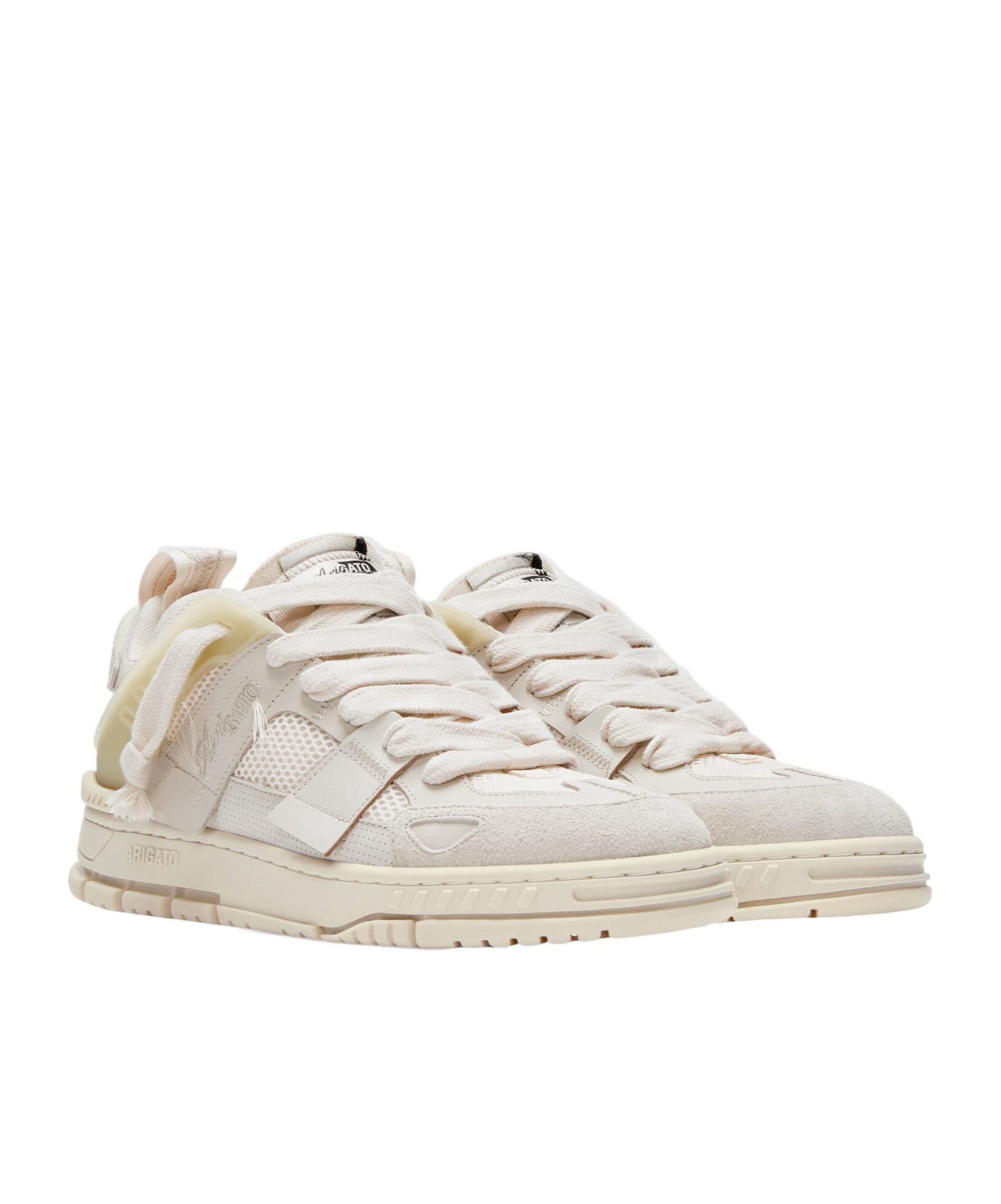 Axel Arigato Mens Cream Area Patchwork Leather And Recycled Polyester Mid-top Trainers In Nude