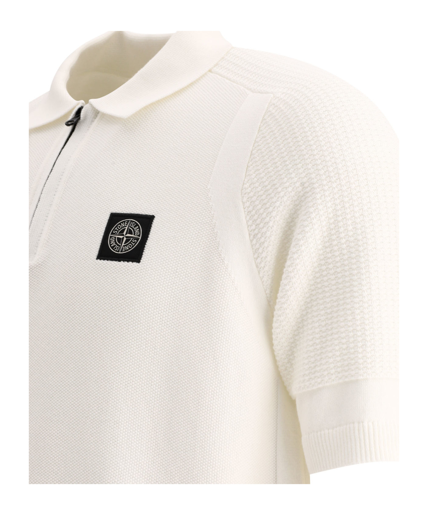Stone Island Polo In Beige Cotton In White