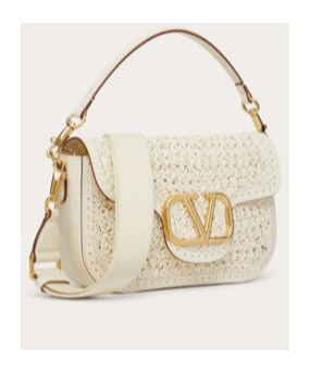 Valentino All Time Crochet Leather Shoulder Bag In Nude