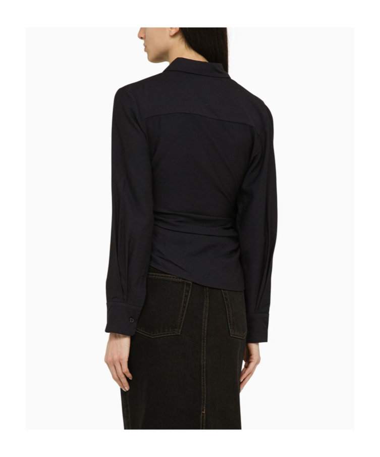 Jacquemus Bahia Twisted Long-sleeved Shirt In Black