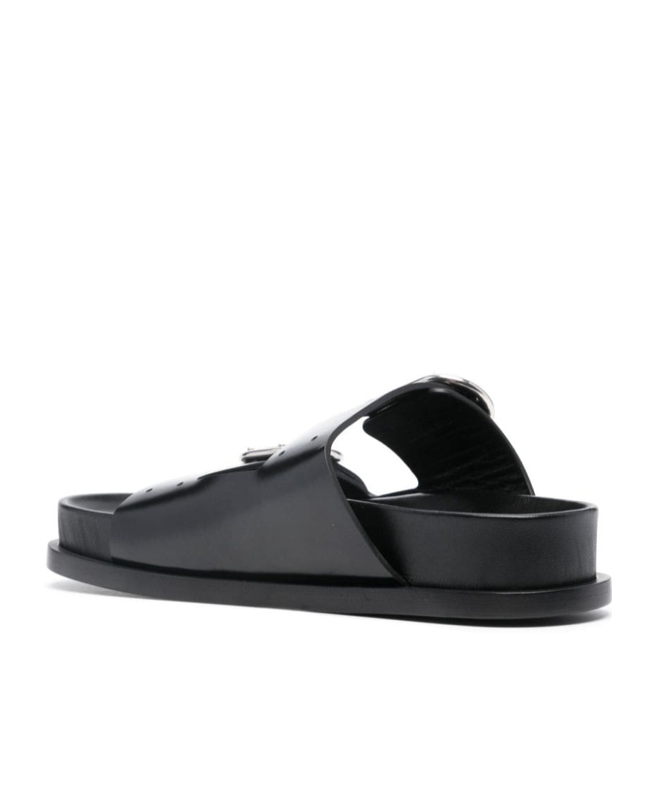 Jil Sander Buckled Leather Sandals In Black