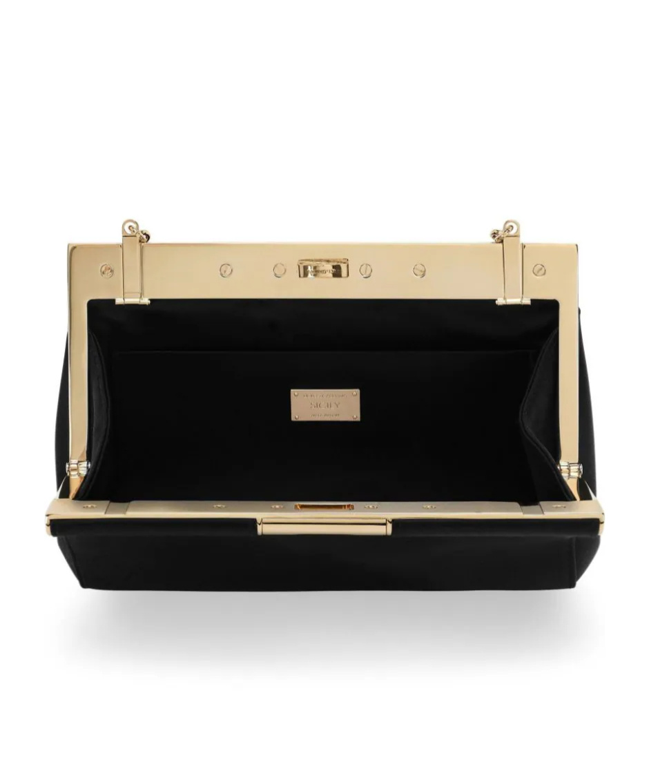 Dolce & Gabbana Marlene Small Satin Shoulder Bag In Black