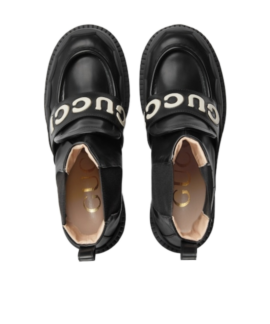 Gucci 60mm Logo-lettering Leather Boots In Black
